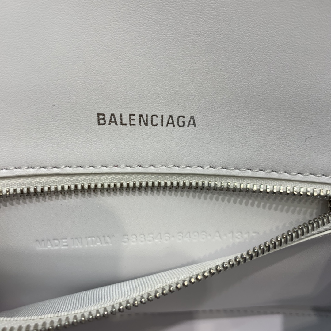 Balenciaga Hourglass XS Handbag Crocodile Embossed Shoulder Bag White